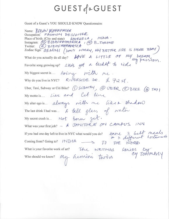 Bibhu Mohapatra Questionnaire