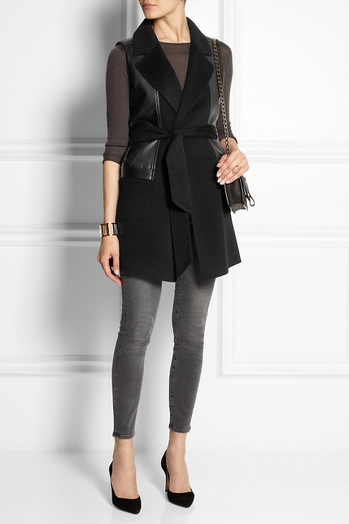 Donna Karan leather-paneled gilet