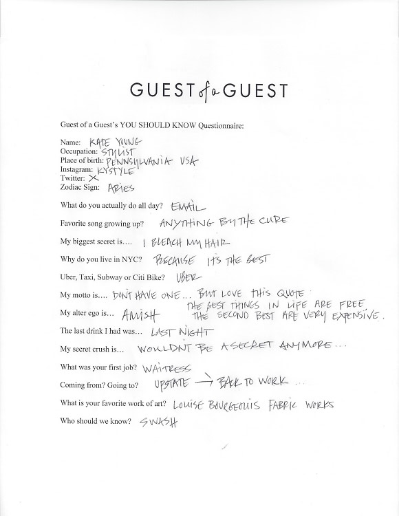 Kate Young Questionnaire