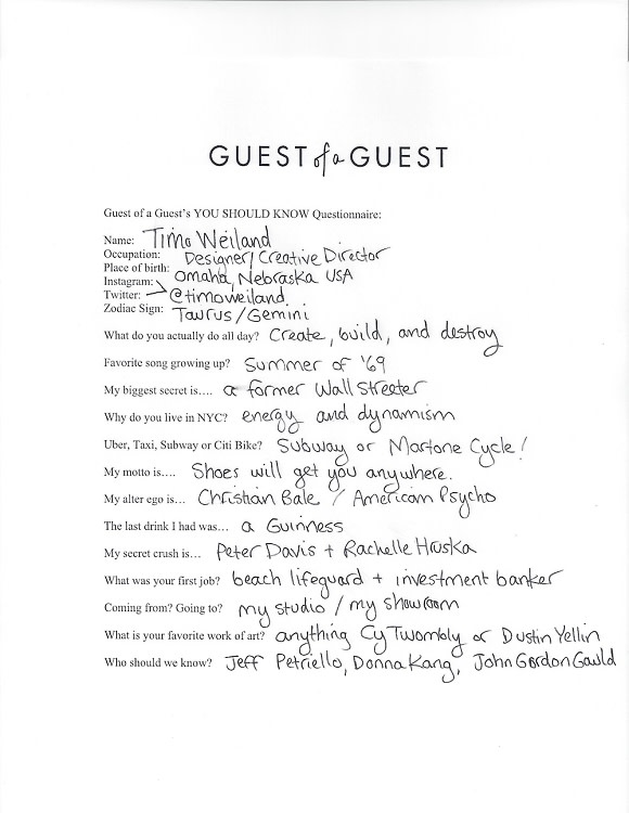 Timo Weiland Questionnaire