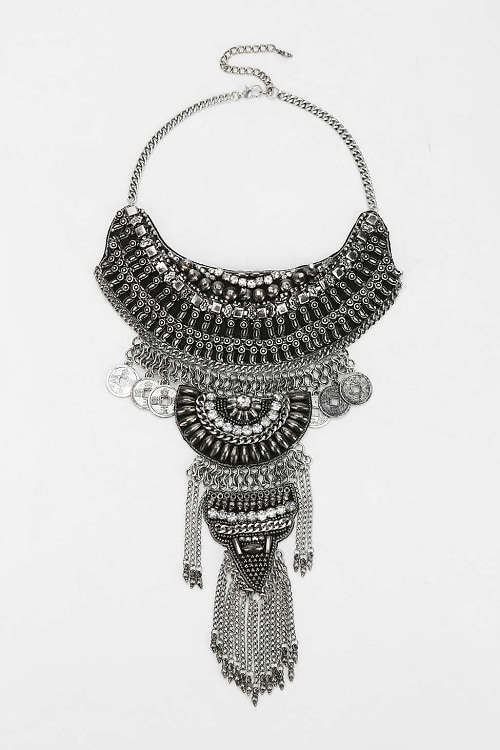 Taza Leather Chain Statement Necklace