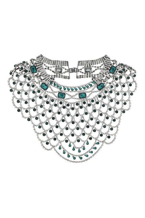 Topshop Premium Emerald Rhinestone Collar 