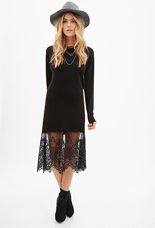 <br /> </p> <p></p> <p>F</p> <p>orever 21 Eyelash Lace Sweater Dress 