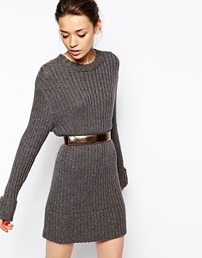 Antipodium Bookman Knitted Dress in Wide Rib with Belt