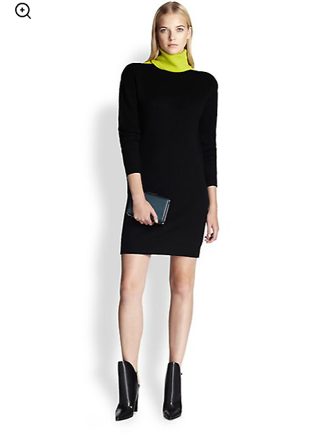 Alexander Wang Wool Split-Shoulder Turtleneck Sweater Dress