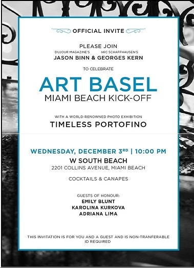 Jason Binn & Georges Kern host the Timeless Portofino exhibit and Art Basel Kick-off party