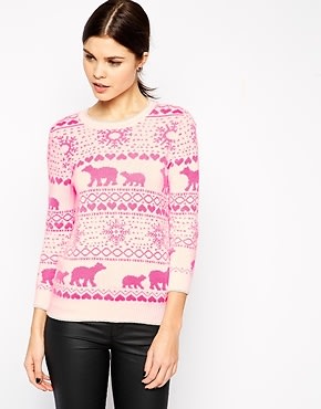 Ted Baker Fair Isle Sweater in Neon Pink