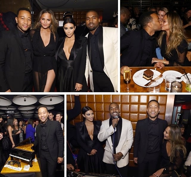 Kim & Kanye Party With Chrissy Teigen At John Legend's Birthday Bash In NYC