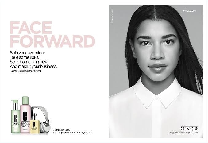 Hannah Bronfman for Clinique's #FaceForward campaign 