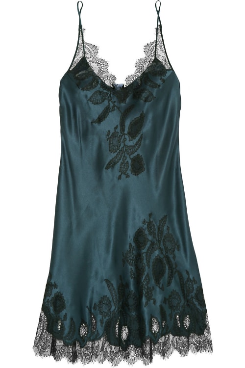 Chantilly lace-trimmed silk-satin chemise