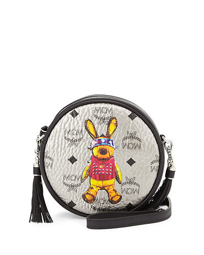 Rabbit Tambourine Round Crossbody Bag, Silver