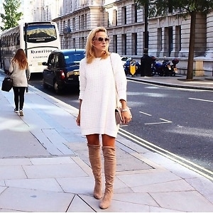 sweater dress to wear with thigh high boots