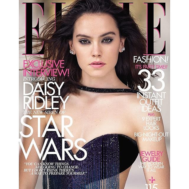Ridley on the cover of Elle's December 2015 Issue 