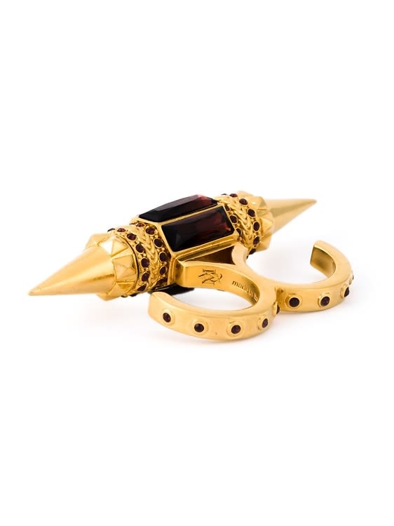 Alexander McQueen spiked double band ring