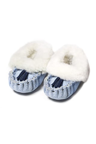 Recycled Denim Baby Slippers by Accompany