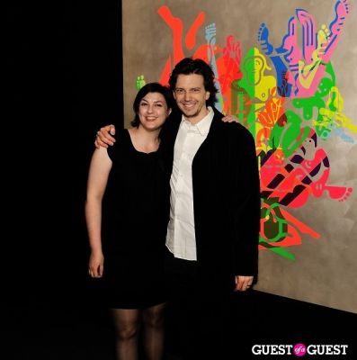 ryan mcginness in Ryan McGinness - Women: Blacklight Paintings and Sculptures Exhibition Opening