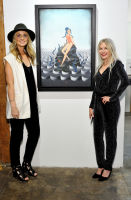 L-R: Artists Elizabeth Waggett and Anne Faith Nicholls attend the Art LeadHERS exhibition opening at Joseph Gross Gallery in New York, NY on May 5, 2016.  (Photo by Stephen Smith)