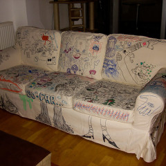 The Best Guests Come Bearing Gifts...A Hand Decorated Sofa