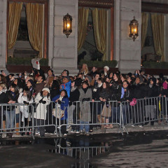 Hundreds Crowd Outside The Plaza Hotel For A Glimpse Of...