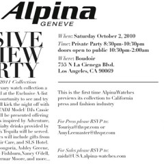 Today's Giveaway: VIP Access For You And A Friend To The Alpina Watches Private Party At Boudoir + Their $2,000 Gift Bag