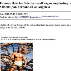 Craigslist Treasures: Get A ½ Inch Of Fabio's Hair For Just $10k