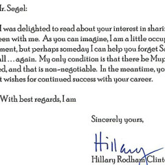 Hillary Clinton's Rejection Letter To Jason Segel