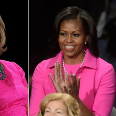Think Pink: Michelle Obama And Ann Romney Wear The Same Color To The Debate! 