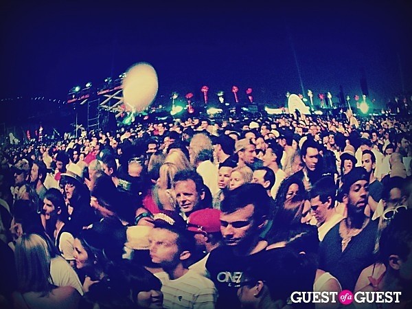 View of the crowd from on main stage at Coachella 